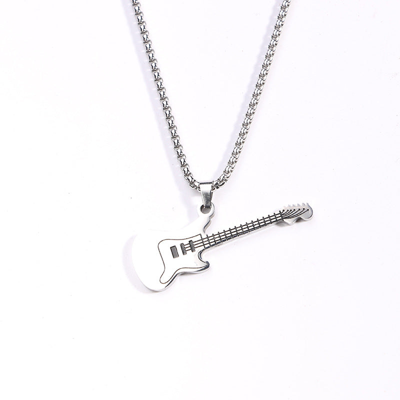 Men's Hip Hop Stainless Steel Guitar Street Necklaces