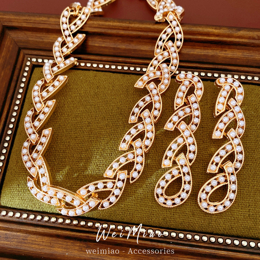Pearl Refined Grace Vintage Clavicle Chain Jewelry Set