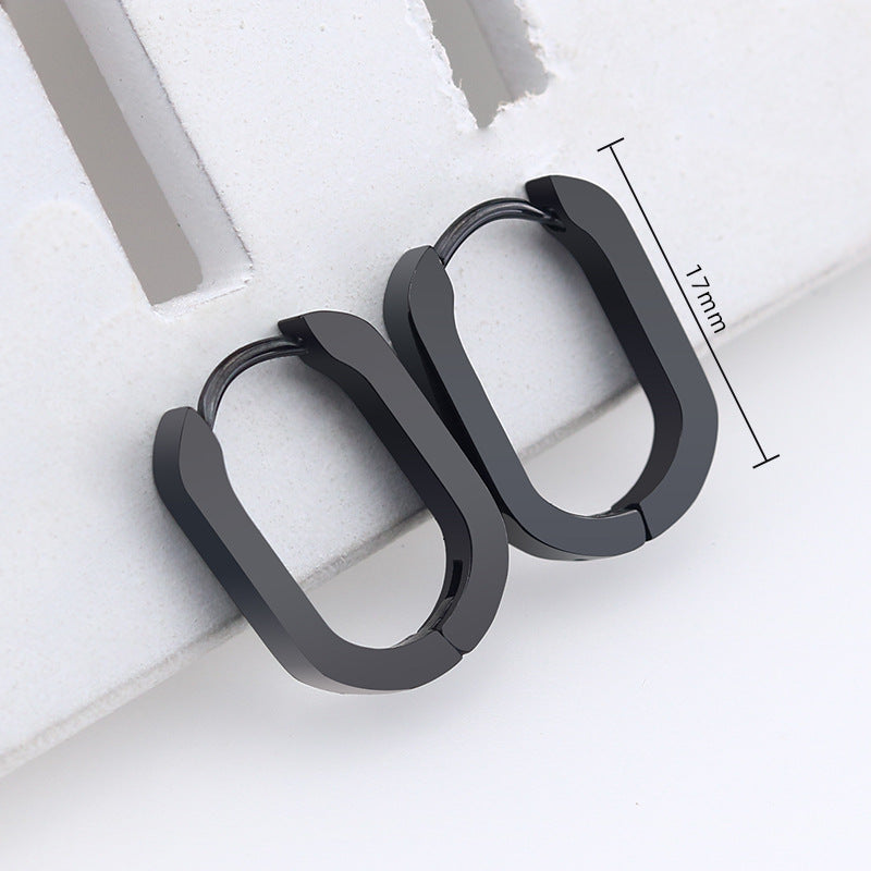 Steel Geometric Personality Hexagon Ear Clip Simple Square Earrings