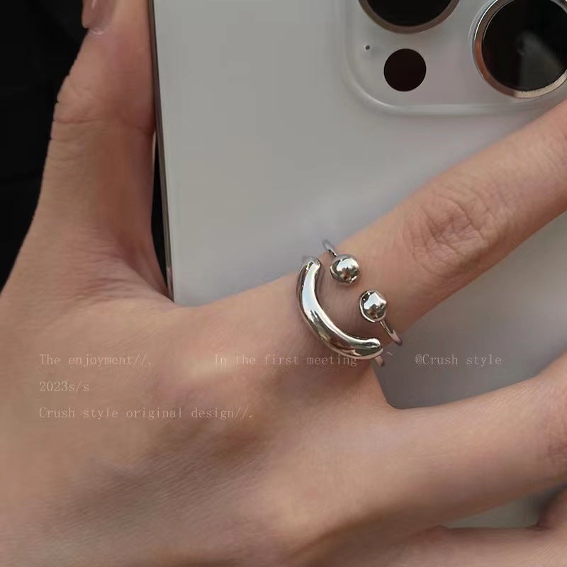 Smile Metal Female Niche Design Advanced Index Finger Fashion Personalized Ring