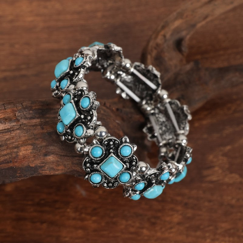 Style Personality Retro Alloy Turquoise Stretch Bracelets
