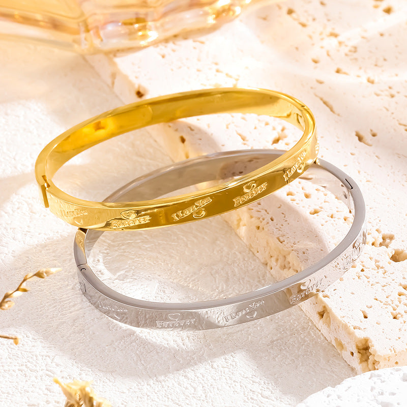 Light Luxury Classic Love Female Titanium Steel Couple Simple Bracelet