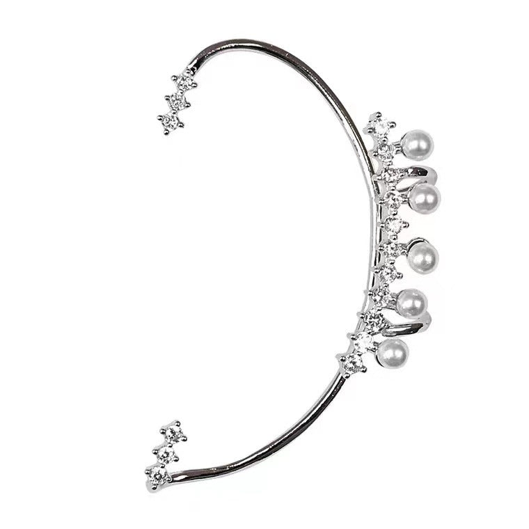 Women's Clip Inlaid Zircon Pearl Light Luxury Stud Earrings