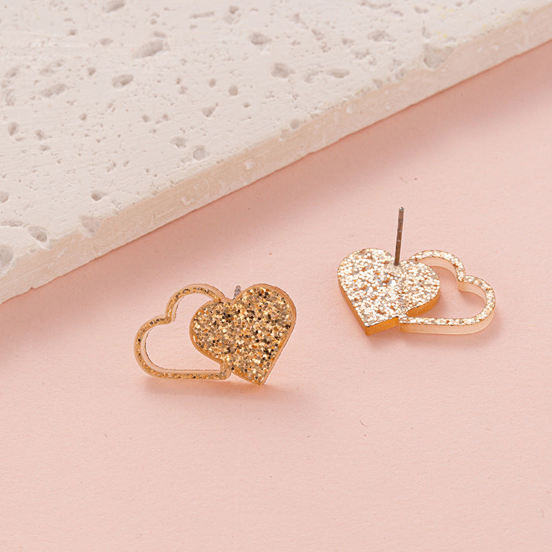 Acrylic Glitter Valentine's Day Love Red Lip Fashion Fresh Stud Earrings