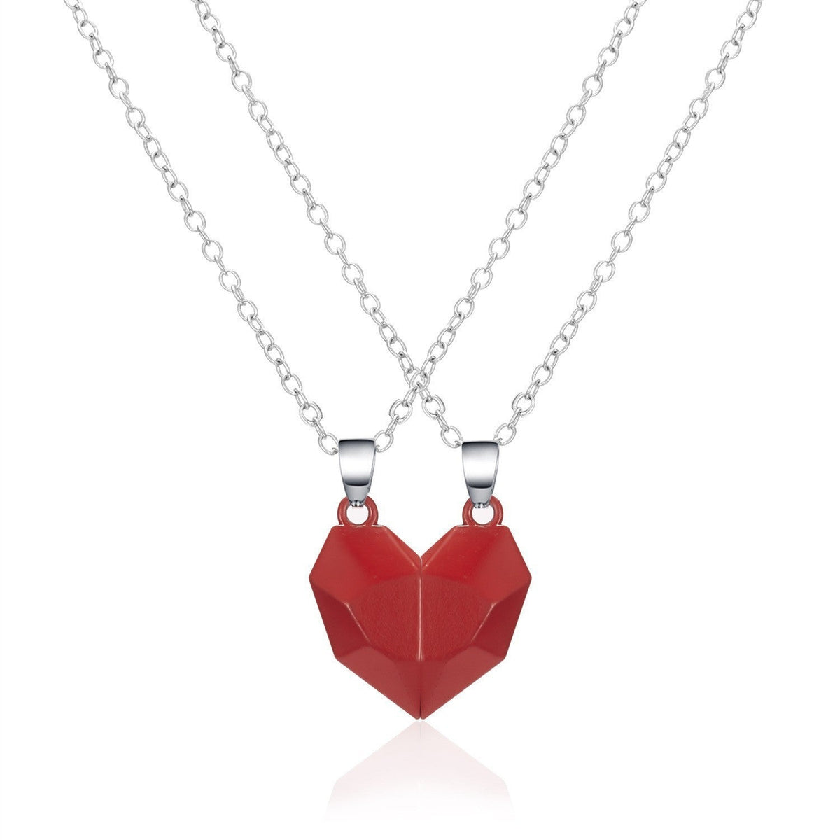 Pair Of Black White Heart-shaped Suction Magnetic Pendants