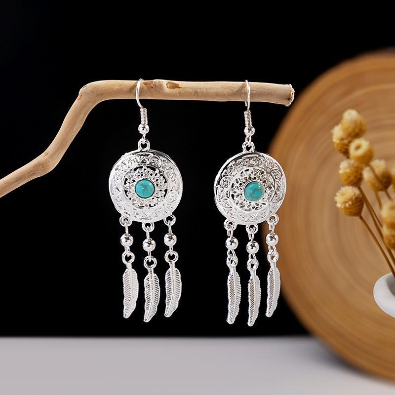 Colorful Long Feather Tassel Scenic Spot Earrings