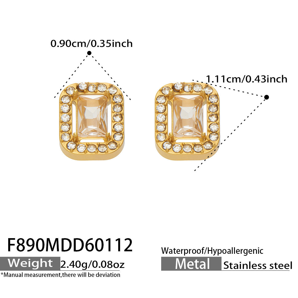 Flash Zircon Stainless Steel Combination Exquisite Gorgeous Full Jewelry Set