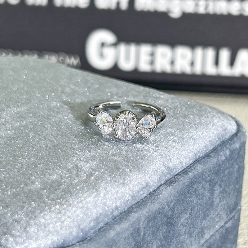 Shiny Diamond Female Cold Wind Simple Korean Style Niche Rings