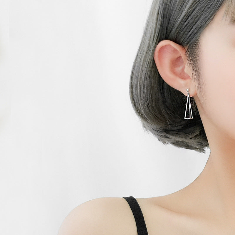 Three-dimensional Geometric Triangle Ear Trendy Niche Summer Simple Super Fairy Stud Earrings