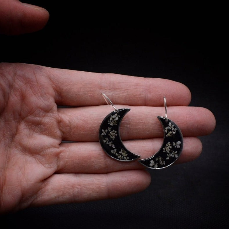 Women's Retro Style Moon Fashion Epoxy Small Floral Earrings
