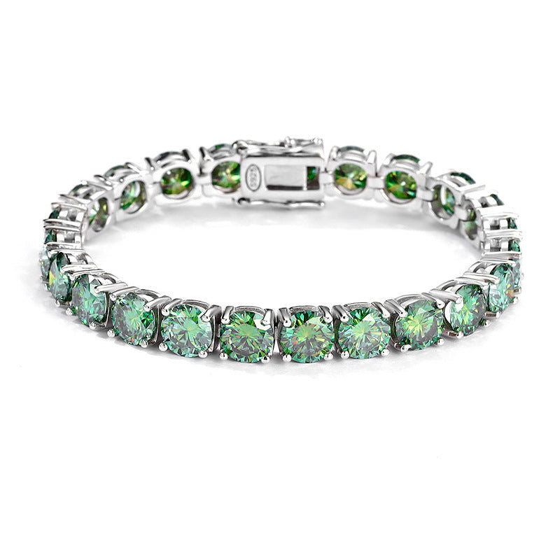 Women's Karat Dark Green Diamond Couple Sier Design Bracelets