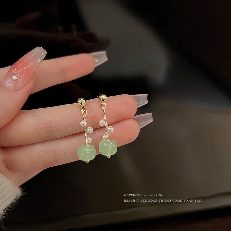 Retro Simple Imitation Chalcedony Pearl Female Temperament High Sense Rings