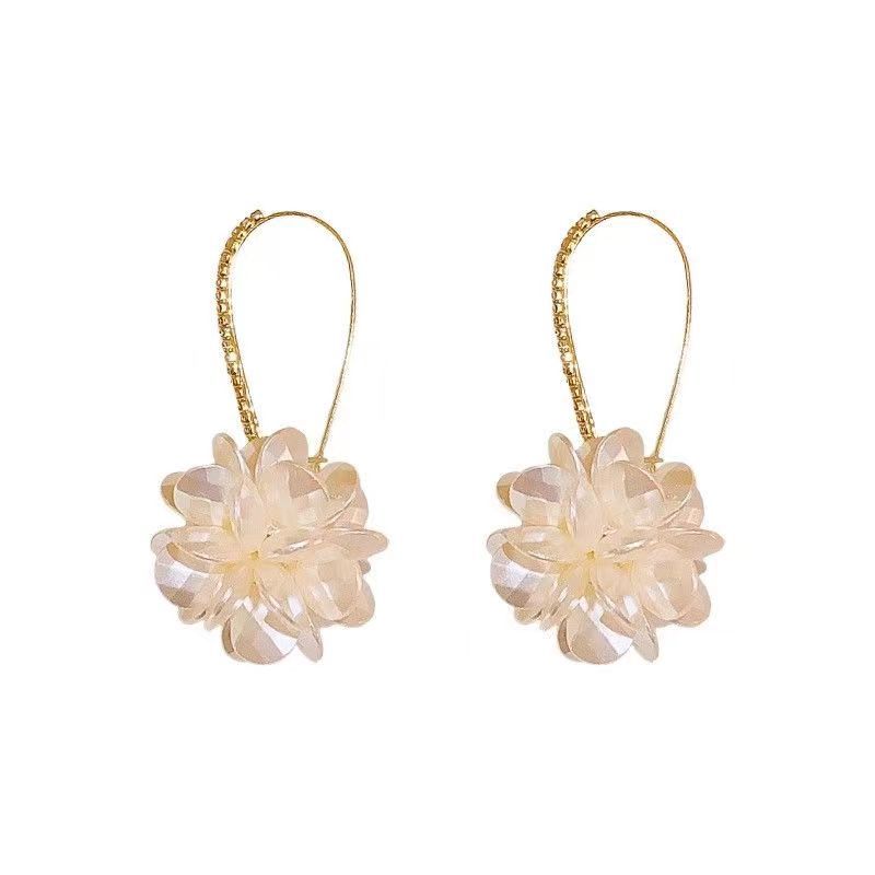 Women's Flower Pearl French Retro Cluster Ear Hook Versatile High-grade Light Earrings