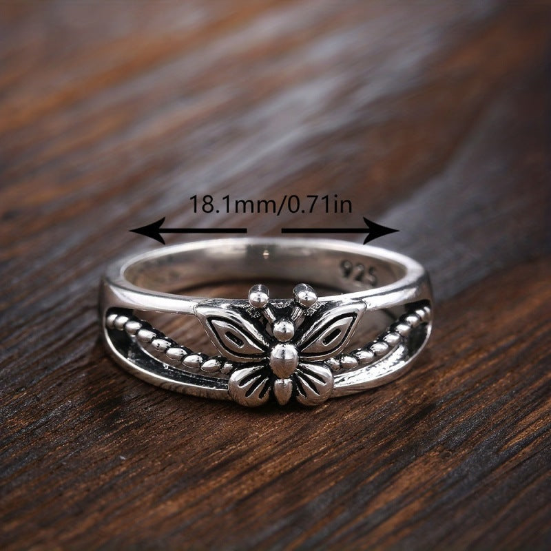 Women's Thai Sier Butterfly Plated Light Luxury Rings