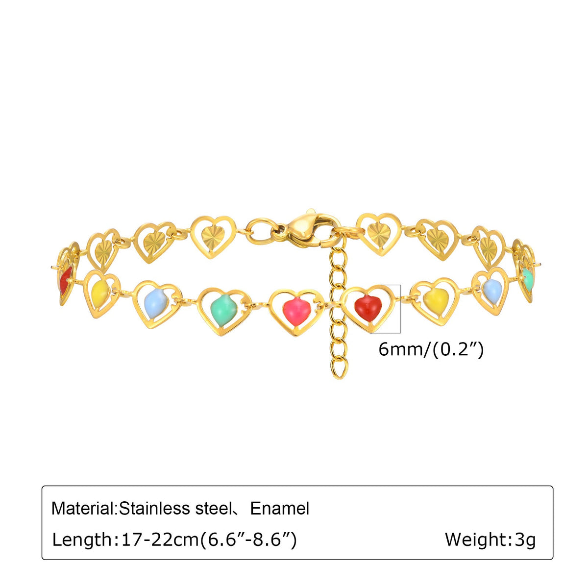 Women's Stainless Steel Drop White Oil Heart-shaped Flower Cherry Color Bracelet