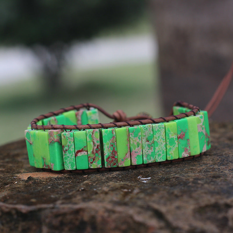 Bohemian Style Natural Stone Lan Di Royal Vintage Hand-woven Bracelet