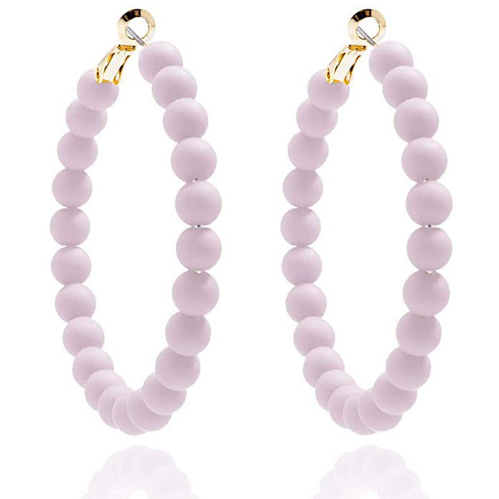 Women's Summer Colorful Acrylic Beads Round Bohemian Earrings