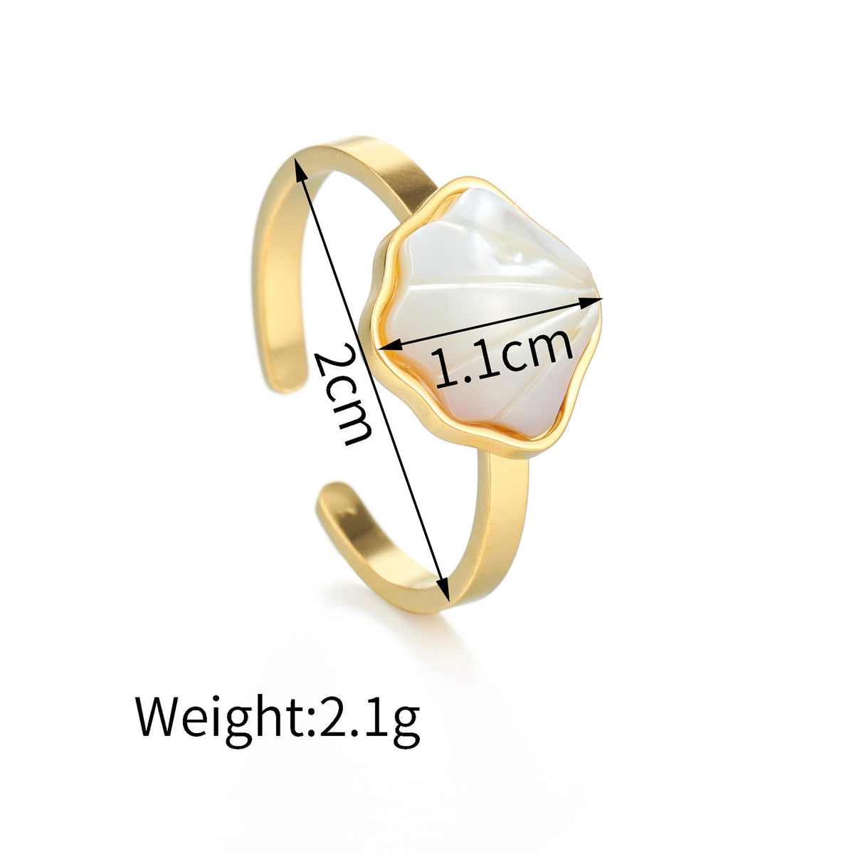 Women's Fashion Trend Stainless Steel Starfish Pearl Opening Exaggerated Design Rings
