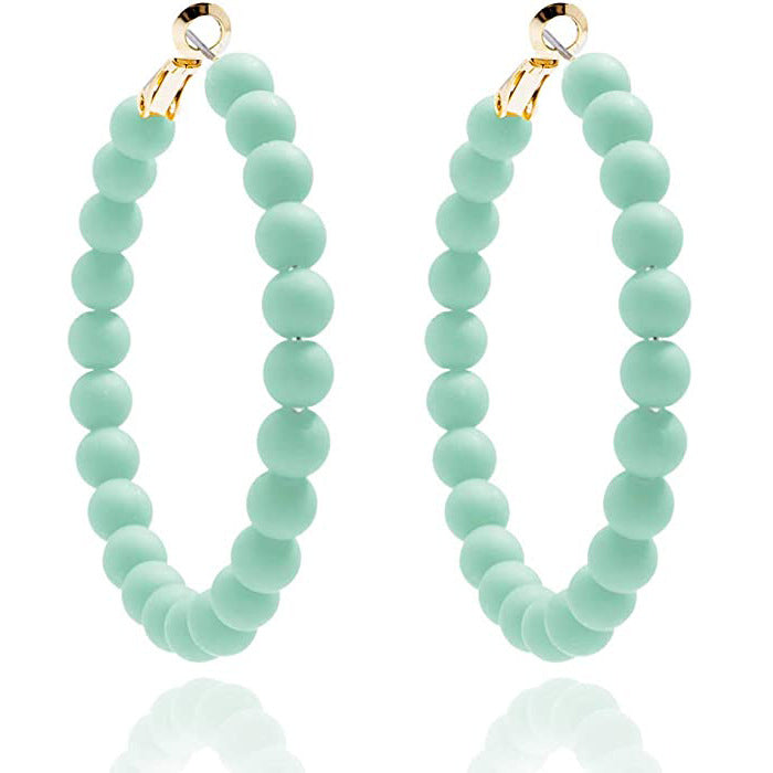 Women's Summer Colorful Acrylic Beads Round Bohemian Earrings