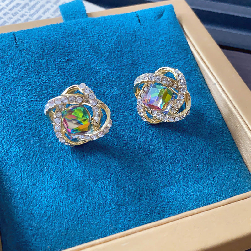 Unique Light Luxury Temperament Premium Spiral Color Geometric Stud Earrings