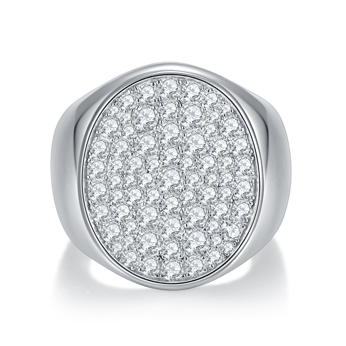 Men's White Gold-Tone Hip Hop Engagement Ring with Full Diamond-Like D-Color VVS1 Moissanite Accent