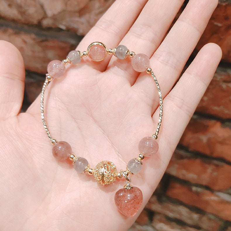 Peach Heart Female Trend Hollow Beads Gray Bracelets
