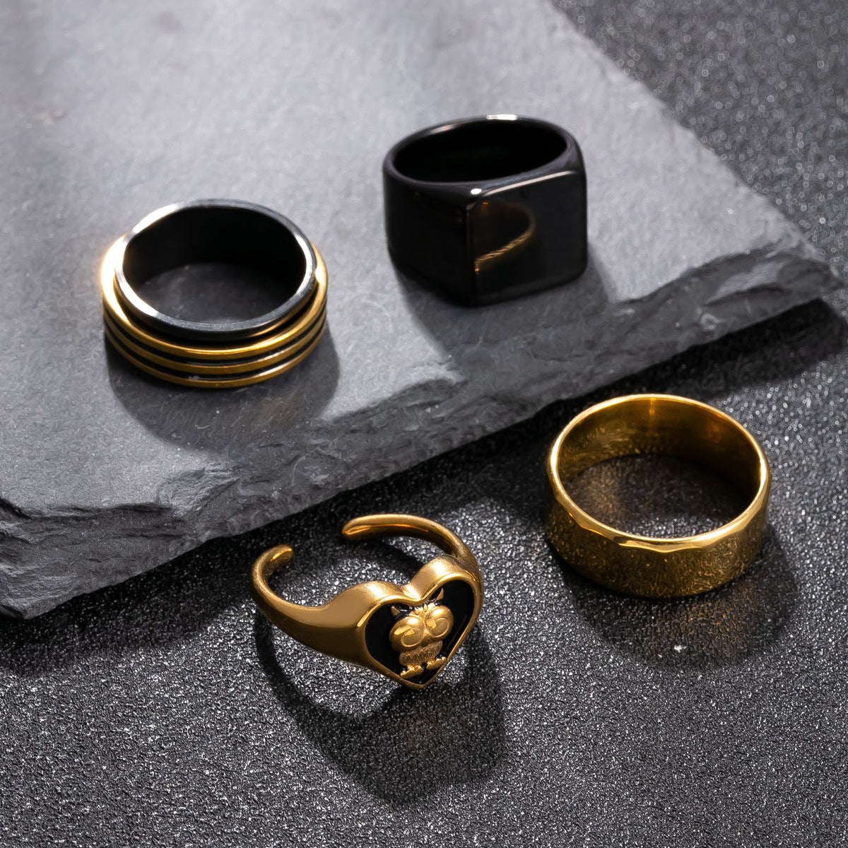 Men's Titanium Steel Trendy Fashion Casting Love Owl Rings