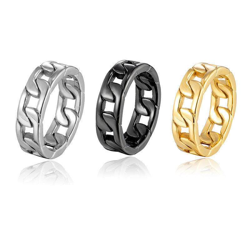 Steel Unique Hipster Hip Hop Cuban Rings