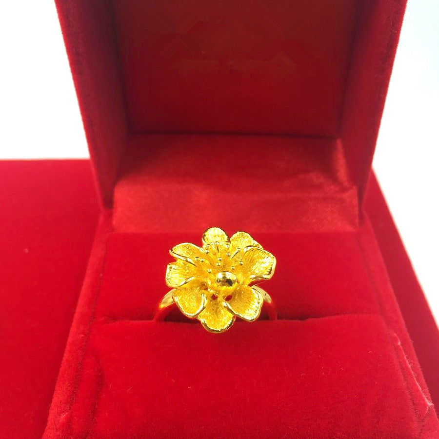 Female Flower Gold Alluvial Opening Adjustable Size Rings