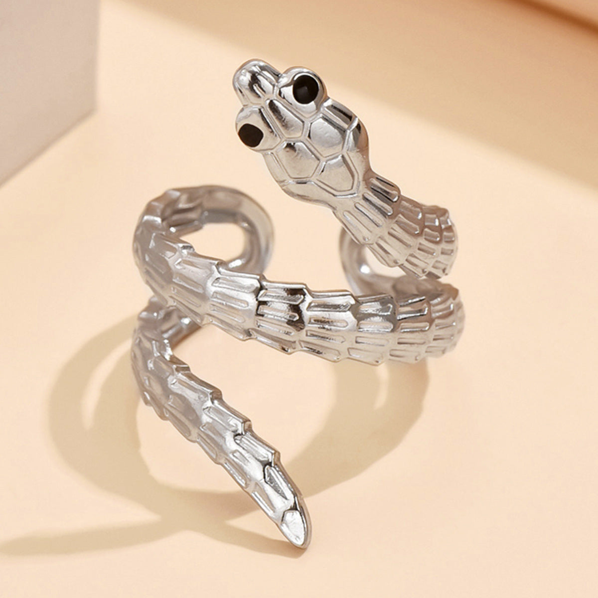 Dark Punk Animal Snake-shaped Stainless Steel Opening Ring