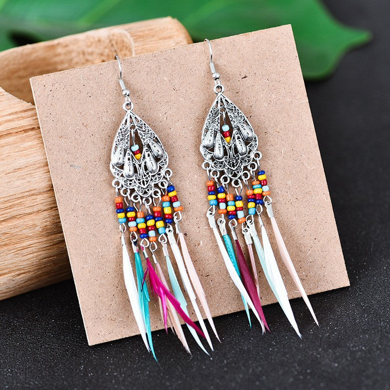 Women's Bohemian Ethnic Tassel Blue Ear Vintage Earrings