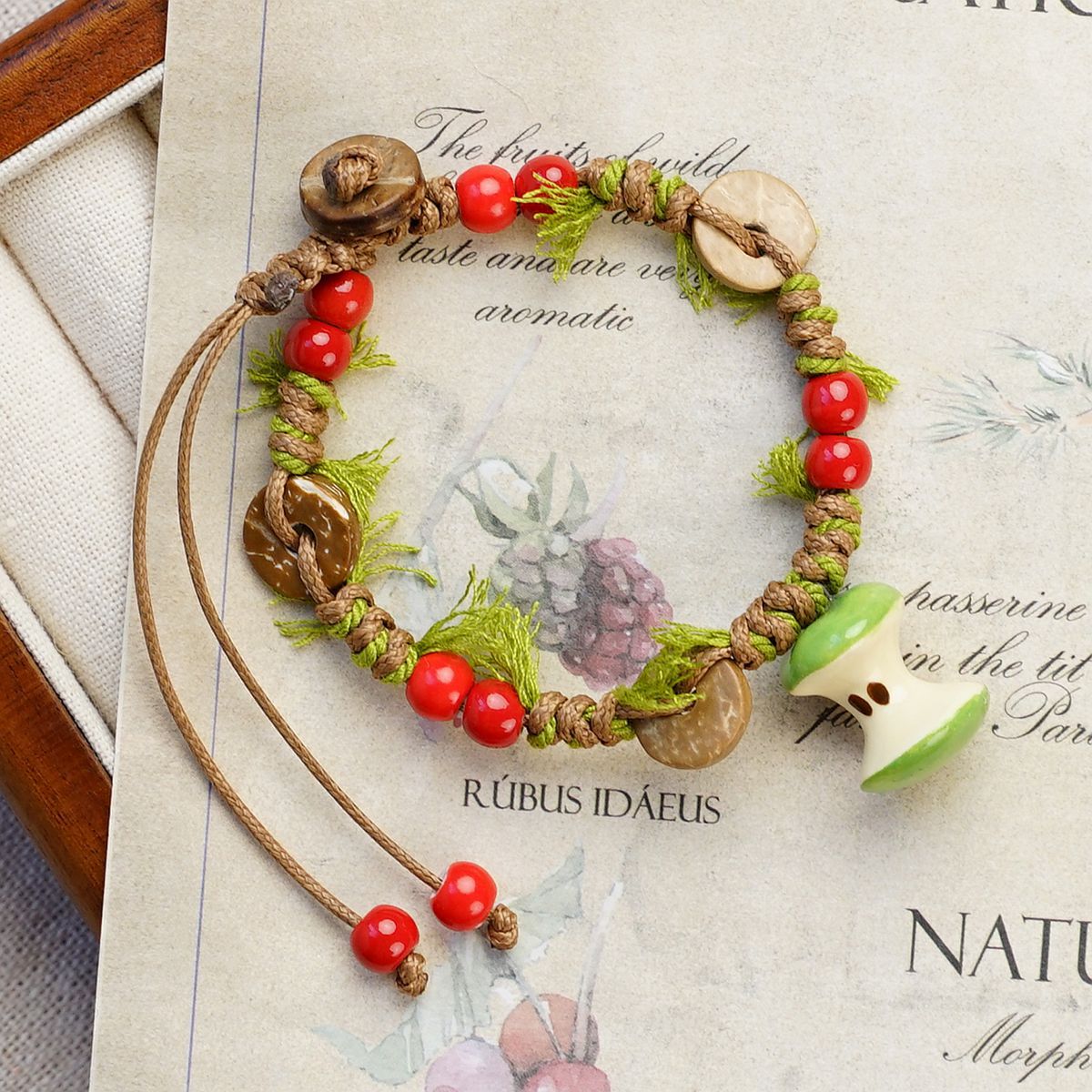 Live Studio Christmas Apple Art Woven Ceramic Carrying Strap Bracelet