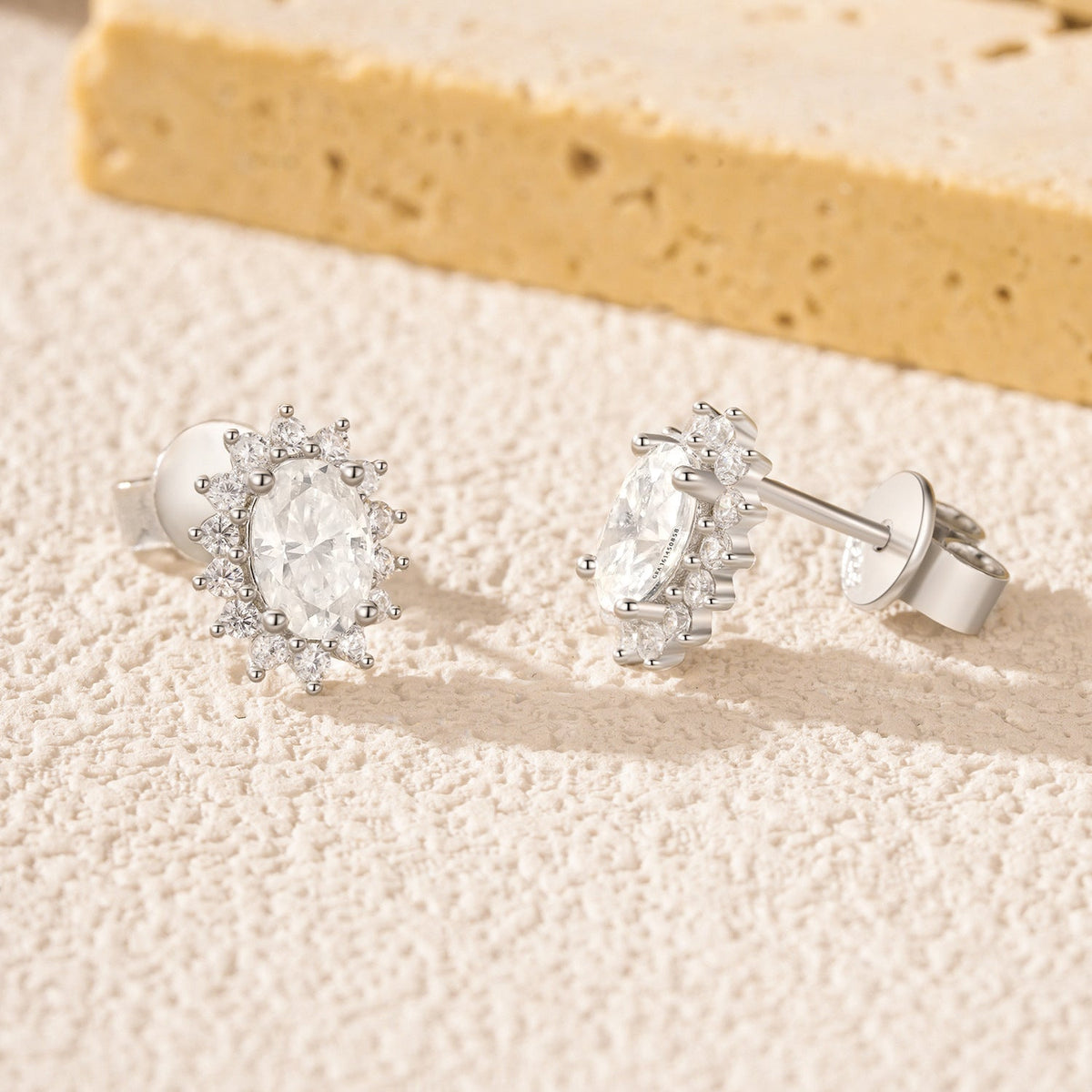 Floral D-Color VVS1 Moissanite Stud Earrings in Sterling Silver
