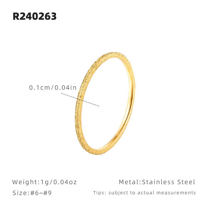 Fine Frosted Titanium Steel Gold Plated Niche Alluvial Female Super Ring