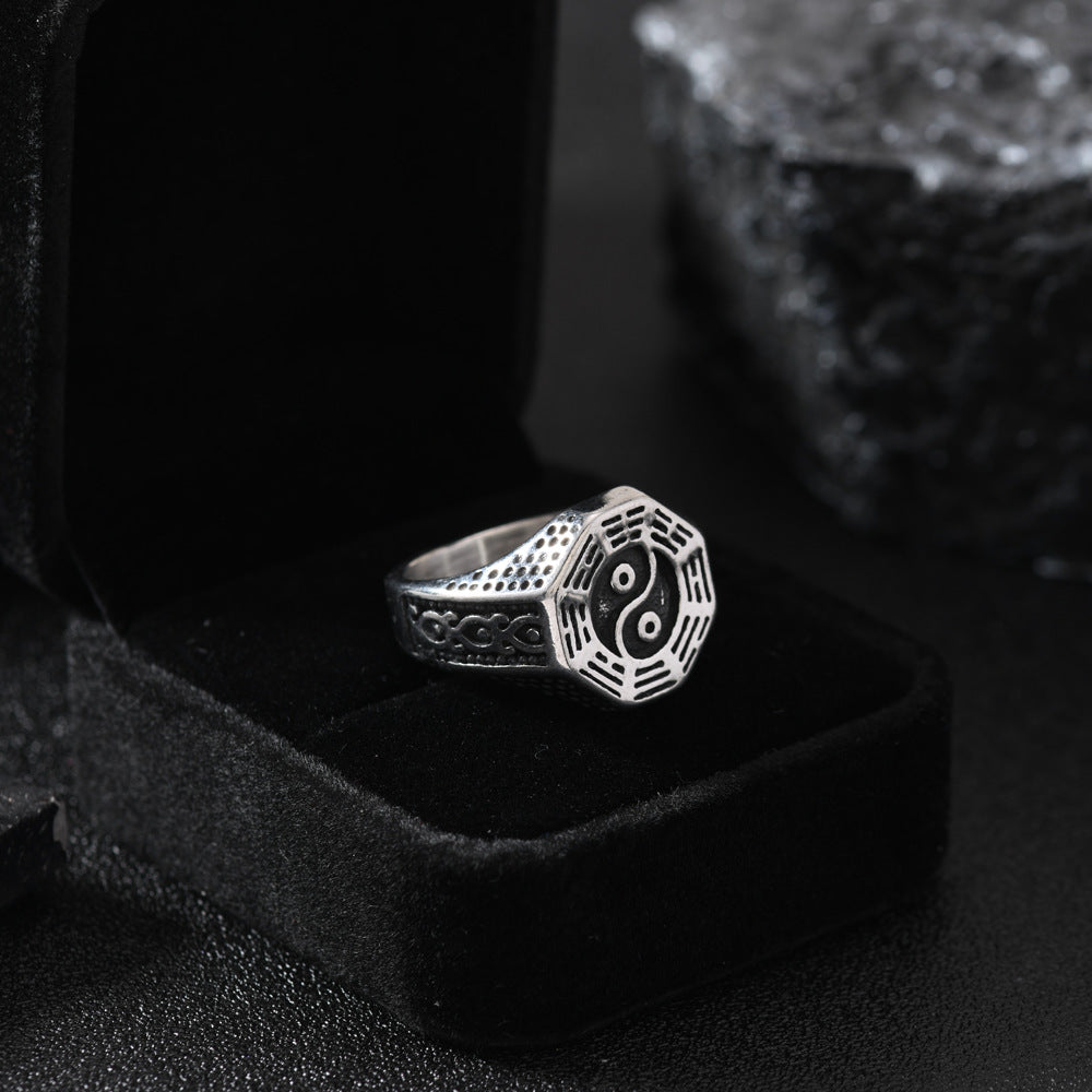 Men's Stainless Steel Cast Geometric Skull Distressed Punk Ring