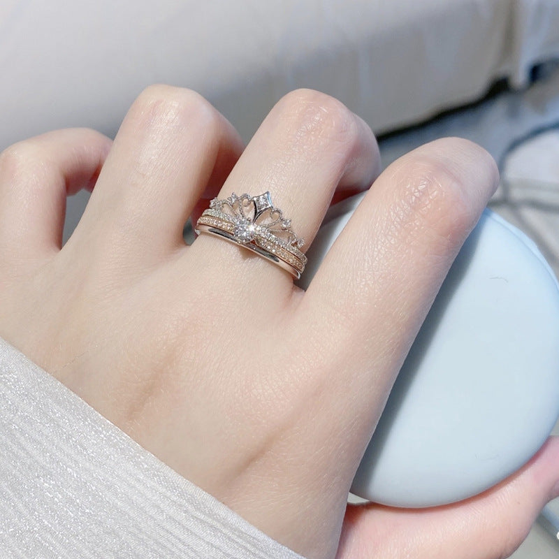 Castle Fireworks Series Crown Female Combination Couple Ring