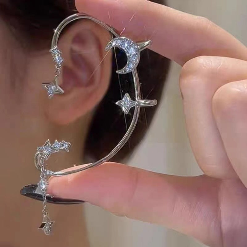 Women's Clip Inlaid Zircon Pearl Light Luxury Stud Earrings