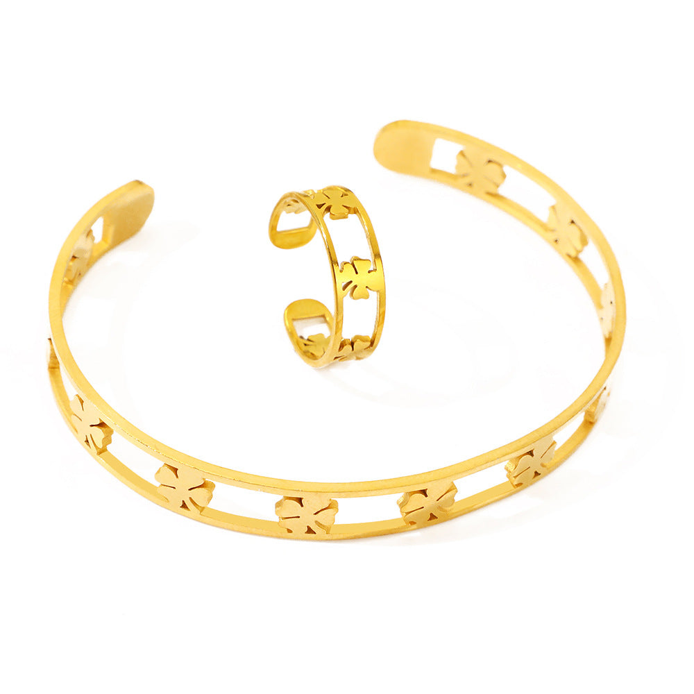 Women's Four-leaf Clover Gold-plated Hollow For Bracelet