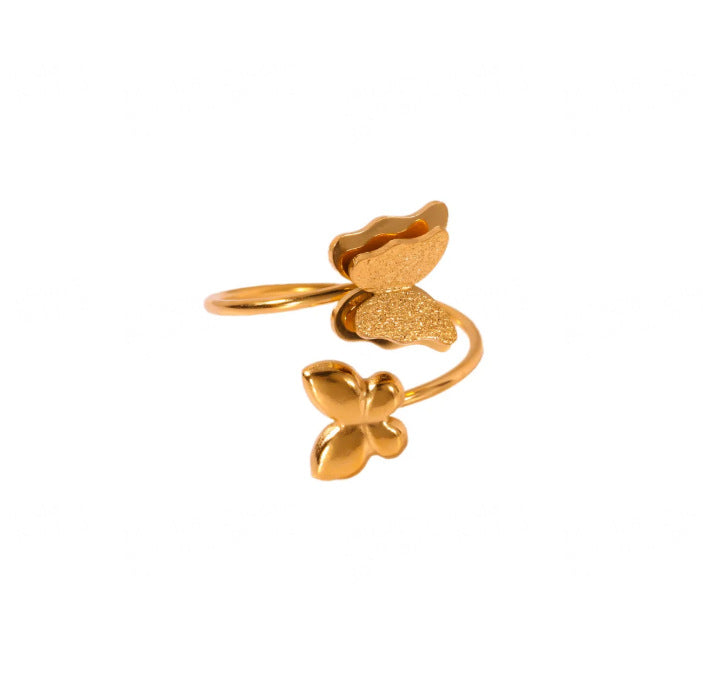 Women's Gold Exquisite Mini Small Butterfly Zircon Opening Rings