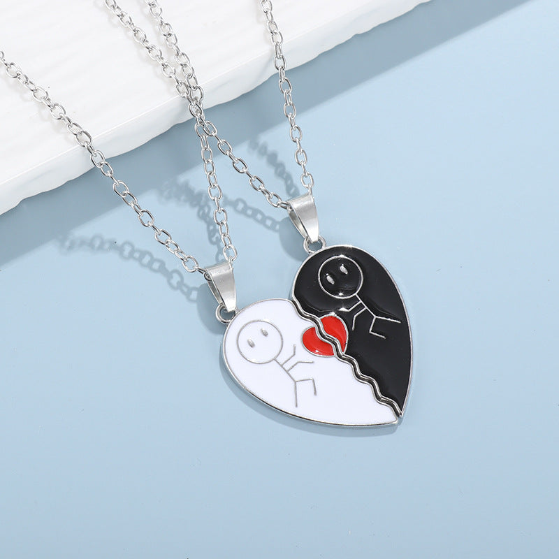 Love Couple Fashion Heart-shaped Magnetic Suction Necklace