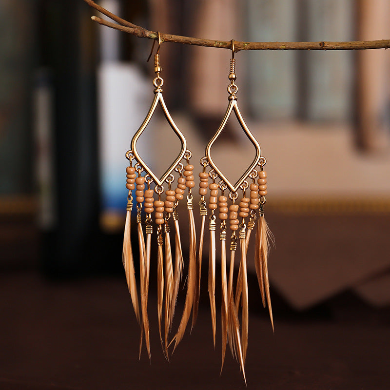 Women's Bohemian Ethnic Tassel Blue Ear Vintage Earrings