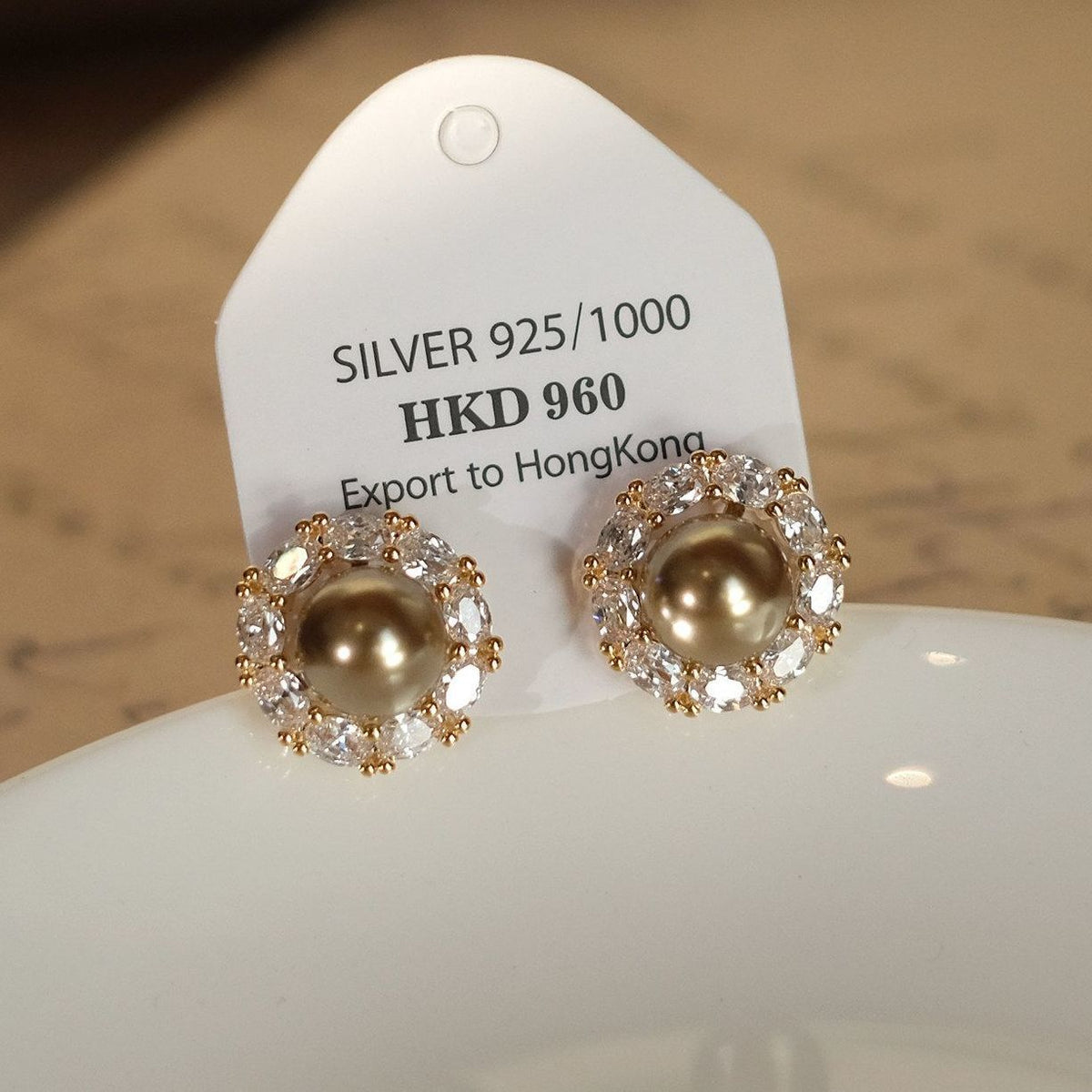 Classic Elegant Light Luxury Minority Round Champagne Pearl Rings