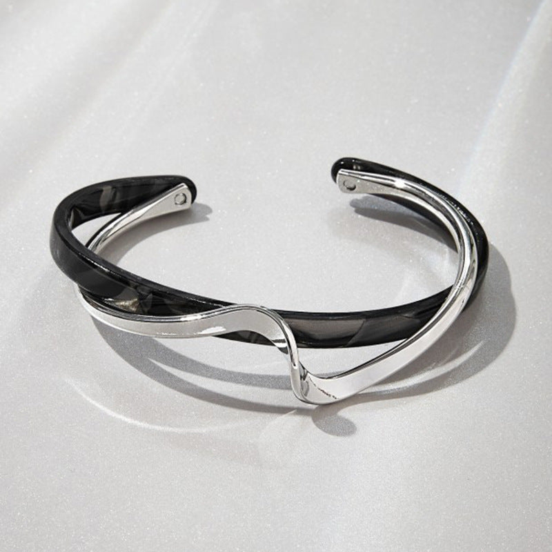 Metallic Striped Geometric Cross Flowers Openings Niche Exaggerated High Bracelet