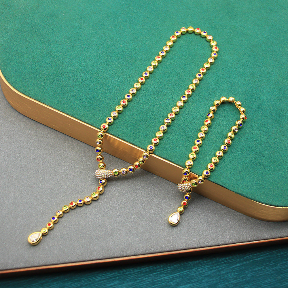 Entry Lux Elegant Personality Design Colorful Crystals Snake Refined Jewelry Set