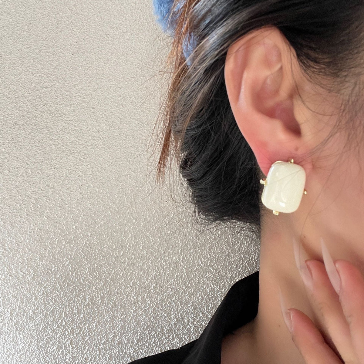 French Style Temperament White Geometric Elegant Trendy High-grade Earrings