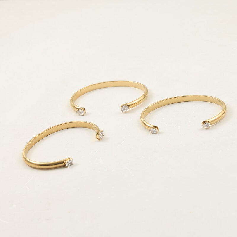 Two Water Drops Zircon Titanium Steel Bracelets