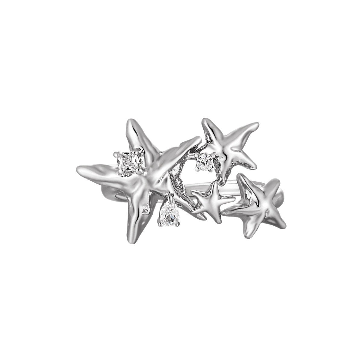 Women's Five-pointed Star Inlaid Super Flash Zircon Sweet Cool Elegant Exquisite Rings