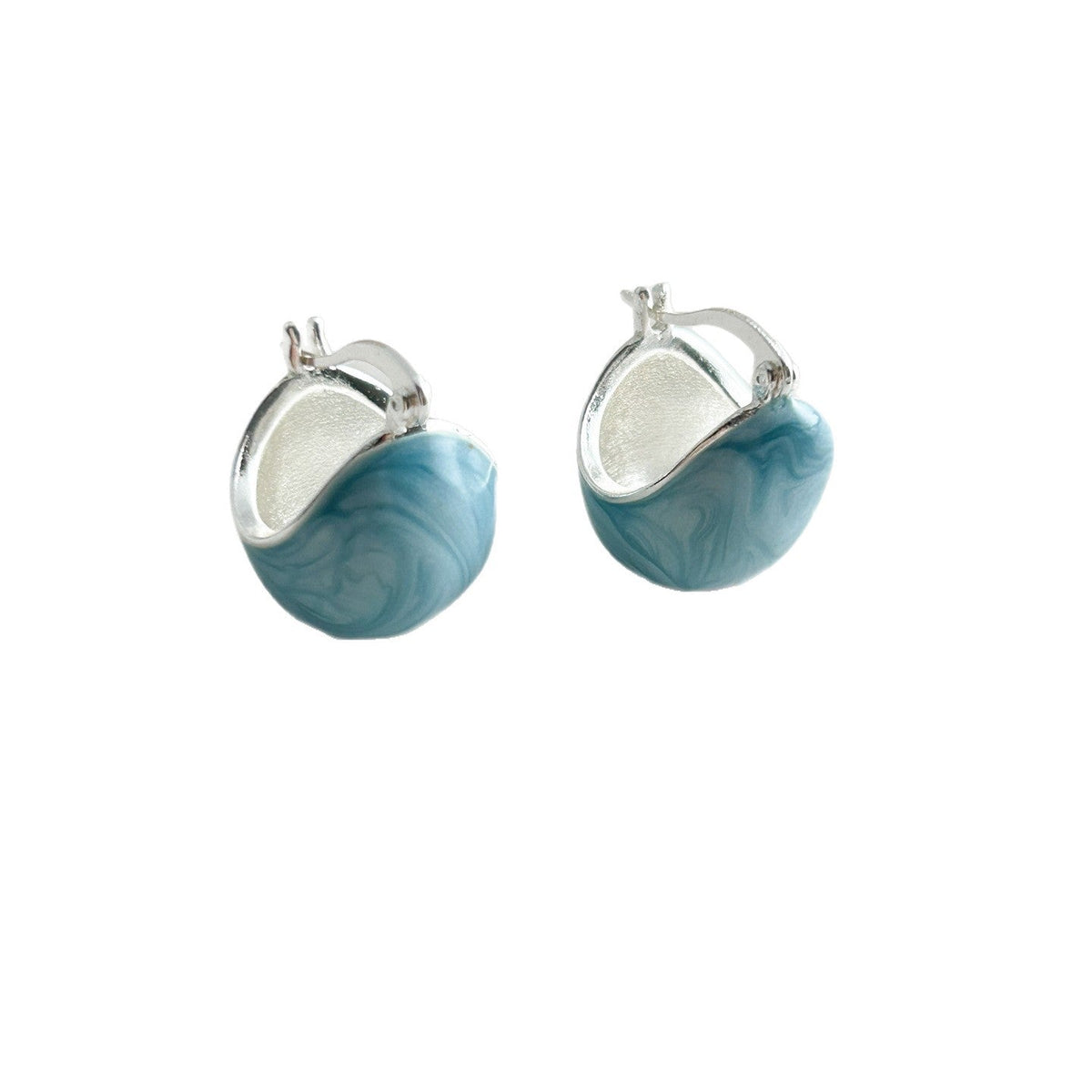 Semicircle Drop Oil Blue Dopamine Ear Clip Earrings