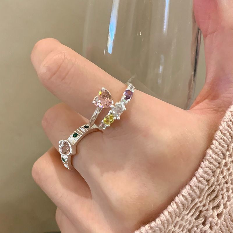 Love Heart-shaped Female Summer Light Luxury Minority Design Sense Ring