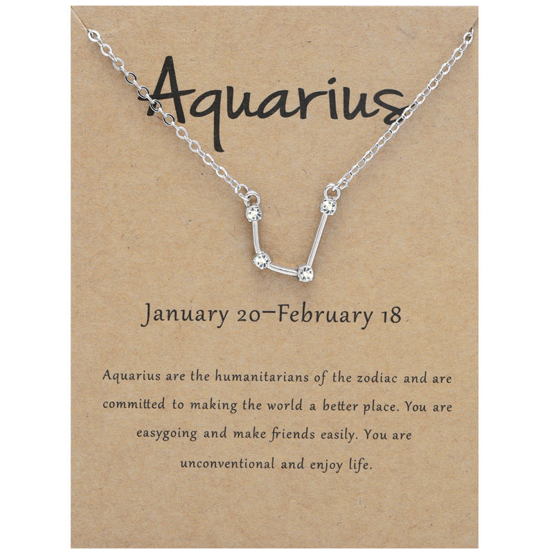 Twee Constellation Brown Card Rhinestone Clavicle Necklaces
